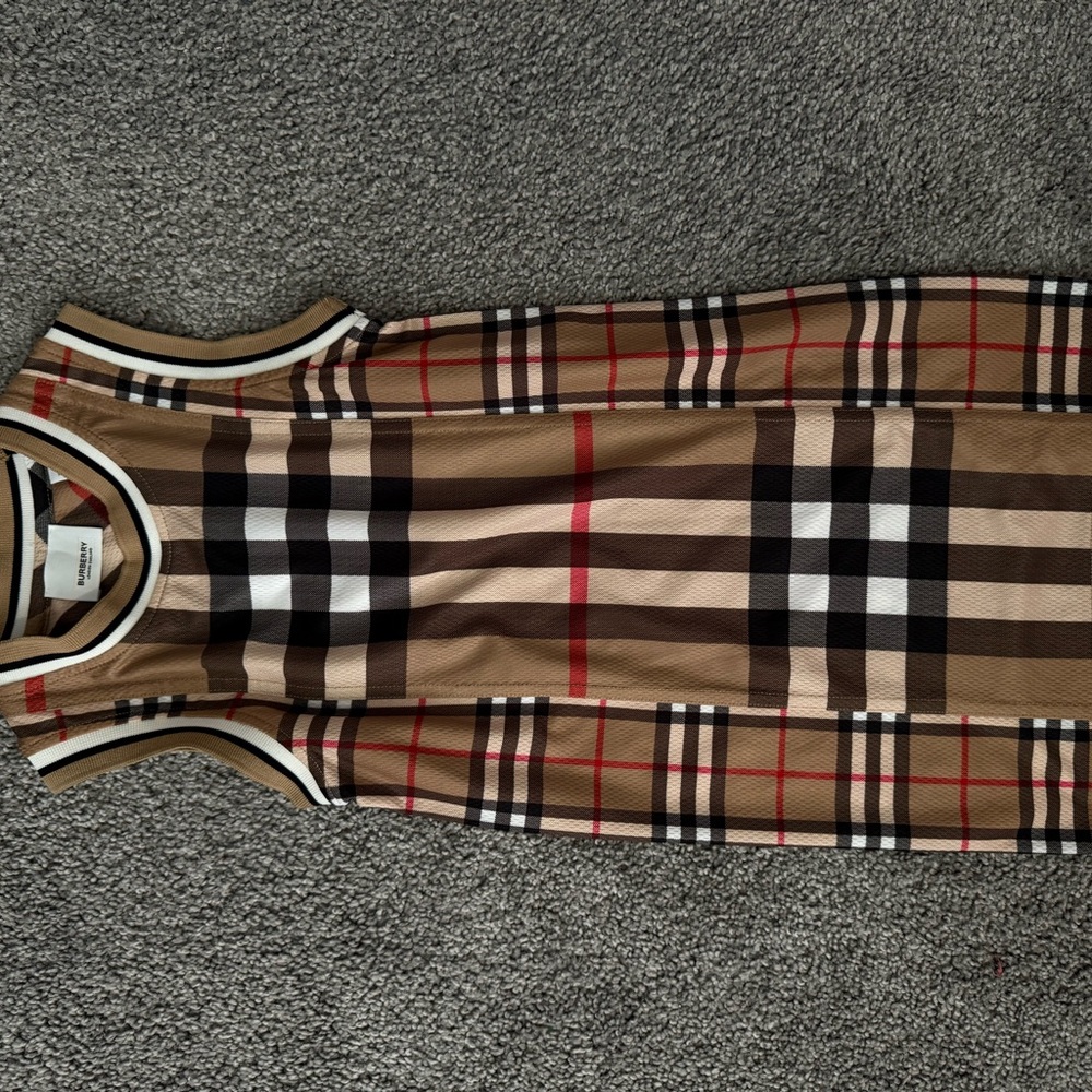 Burberry Beige and Red Plaid Dress